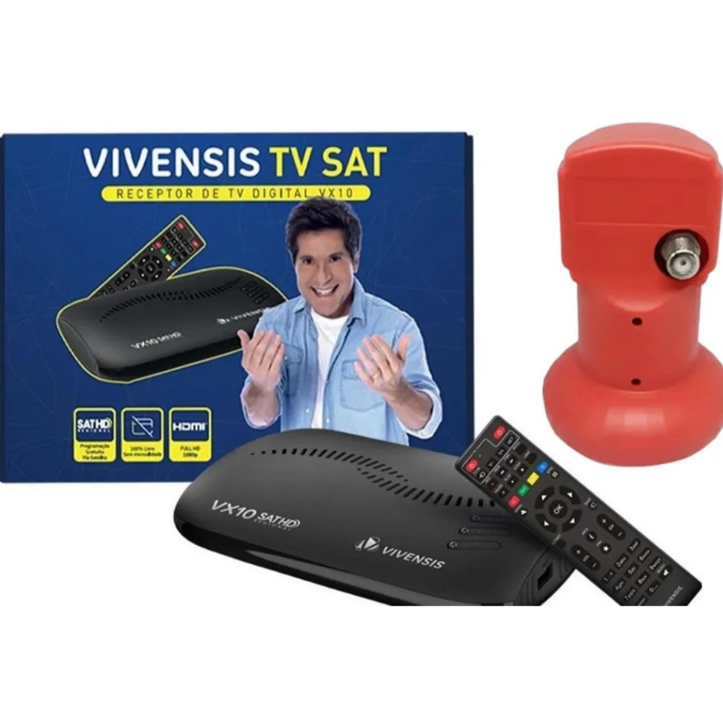 Kit Receptor Digital Vx10 5g Ku Vivensis + Lnbf Simples Preto 127/220v