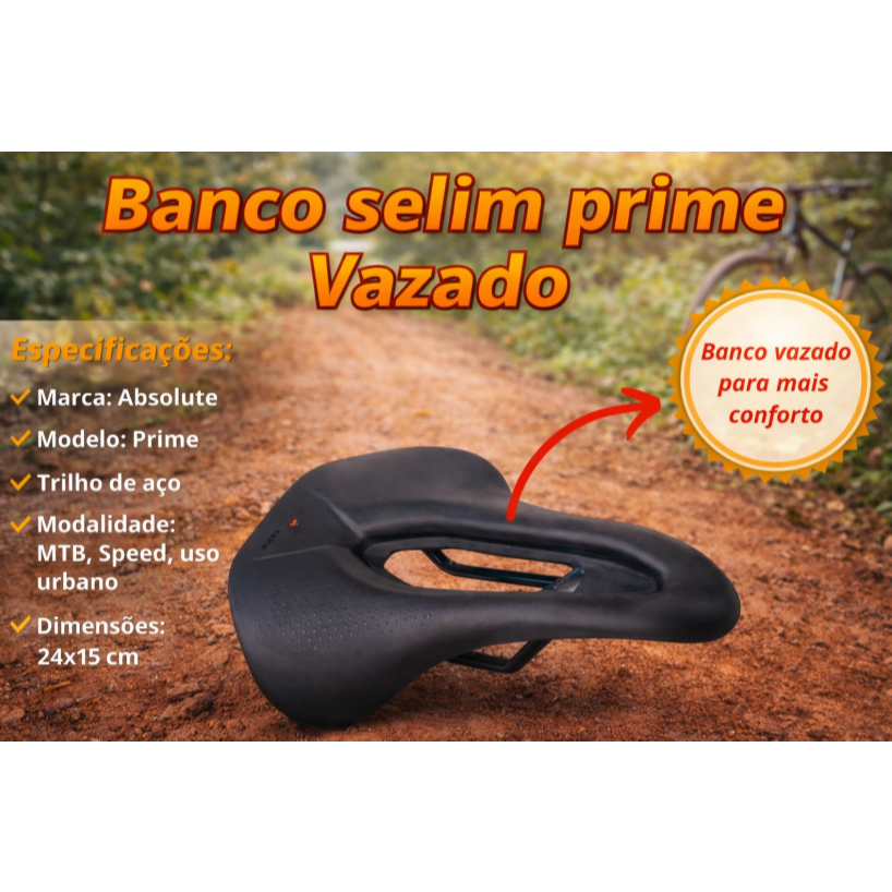 Banco Selim Absolute Prime 156MM Vazado Short Nose Mtb Speed Antiprostático Curto Leve