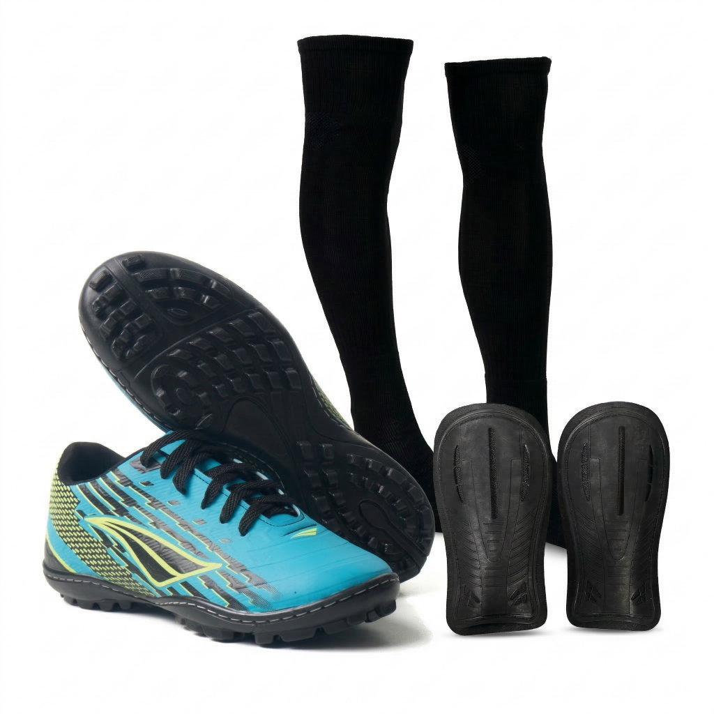 Kit Completo Futebol Society Com Chuteira Caneleira Meiao Conforto e Alta Performance