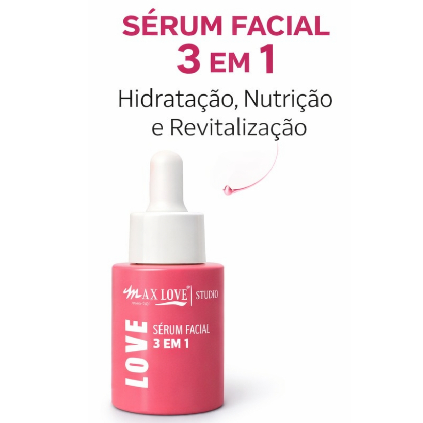 Sérum Facial Max Love 3 em 1 Vitamina C + Ácido Hialurônico