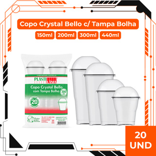Copo Crystal Bello com Tampa Bolha 20 Unidades Copo PET Transparente para Açaí Milkshake e Sobremesas em Oferta na Shopee