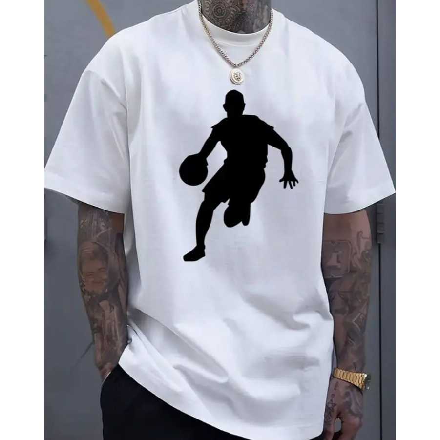 Camiseta 100% algodão casual unissex estampada "Arrancada Jogador Basquete" gola redonda ideal para o dia a dia