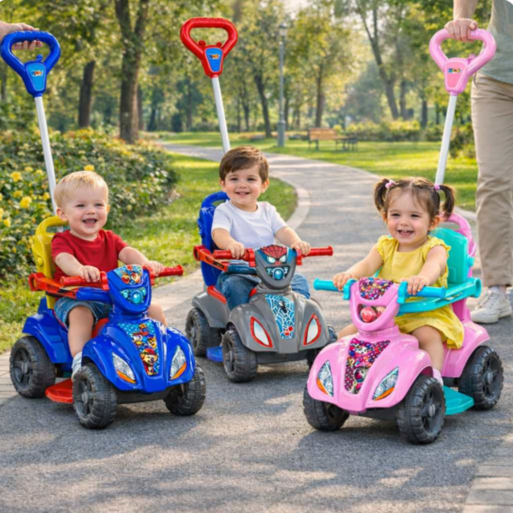 Carrinho Quadriciclo Infantil Passeio Dog Spider Baby Aranha Motoca Triciclo Empurrador Menino Menina