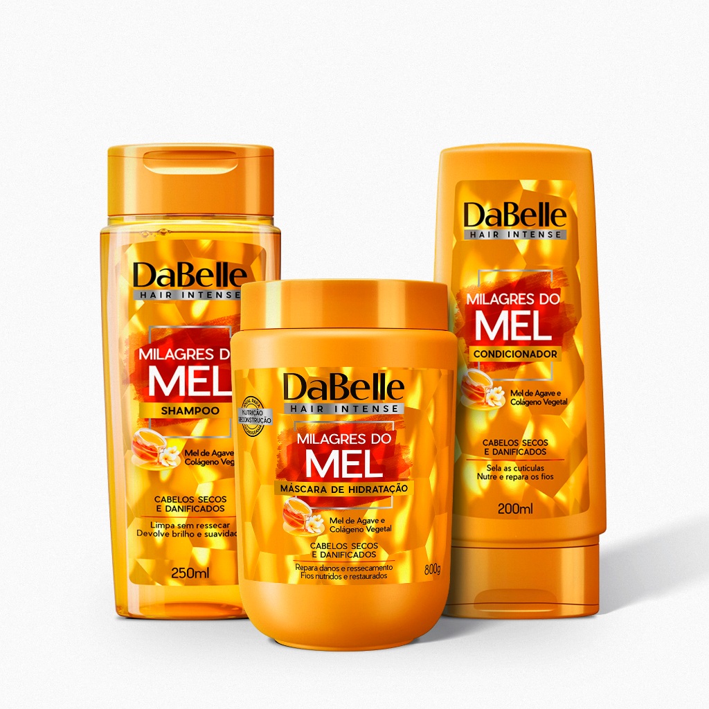 Kit Shampoo e Condicionador + Máscara 800g Milagres do Mel - DaBelle Hair