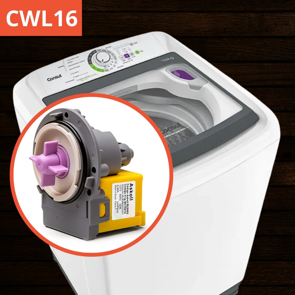 Eletrobomba Askoll 127/220v Lavadora Consul Cwl16 16Kg - Drenagem de Água