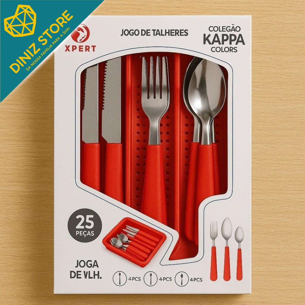 Jogo Talheres Jantar Colher Faca Garfo Comer Pegador Vermelho Cozinha Presente Casa