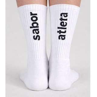 Meia Cano Longo Frases Sabor Atleta Sabor Treino Academia Unissex Tamanho Unico Envio imediato em Oferta na Shopee