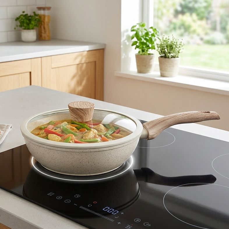Frigideira Wok  Brinox Indução Alta Com Tampa 2,3 L Ceramica Life Sirius Brinox Cozinha Mais Rápido