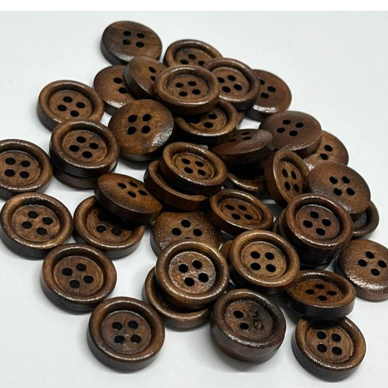 Botão de Costura 4 Furos plástico estilo madeira 13mm - 30/20/10 peças