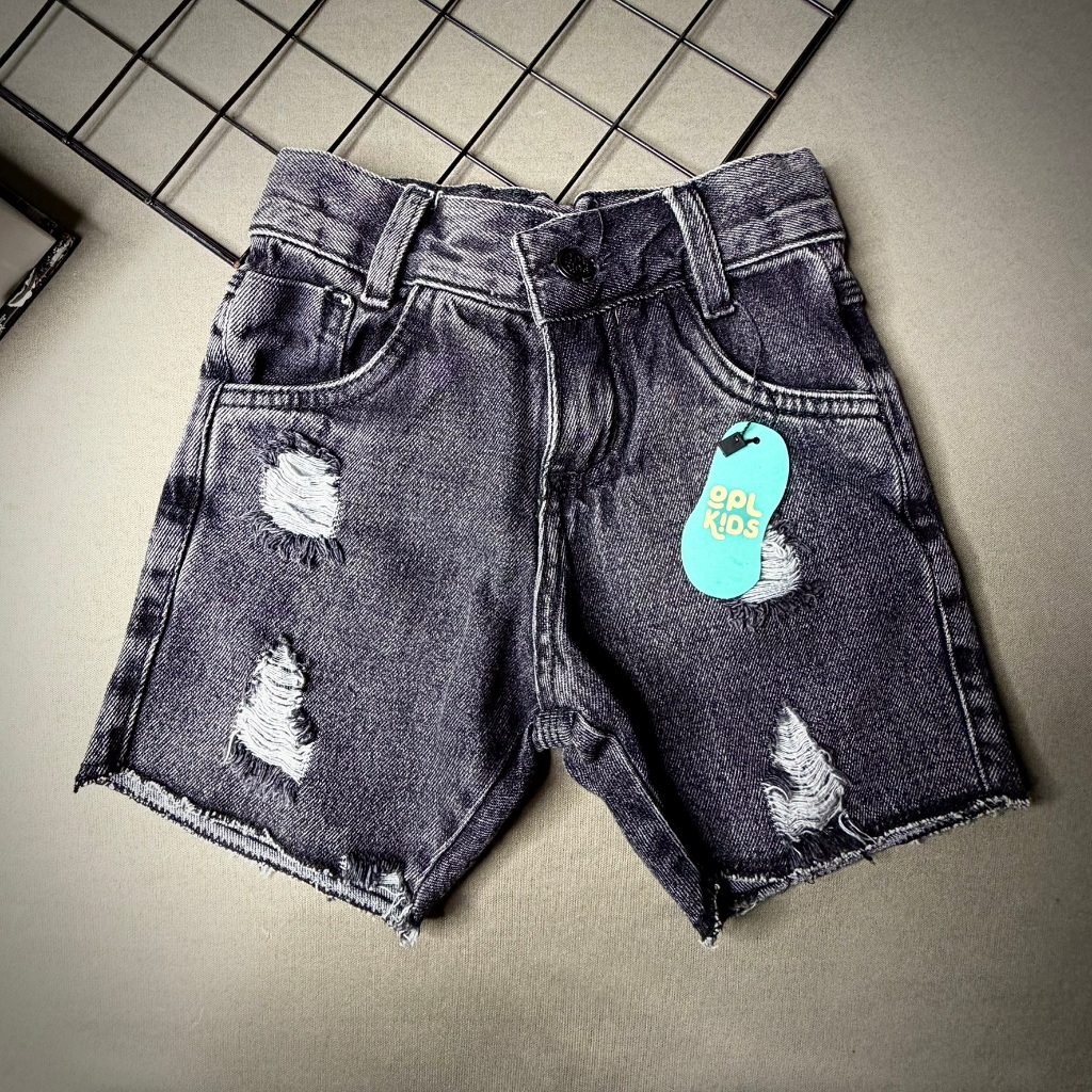 Bermuda Jeans Mauricinho Infantil Preta Destroyed Marmorizada Menino Masculina Juvenil