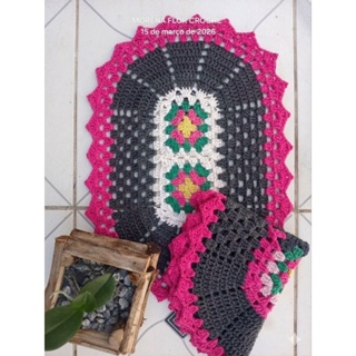 KIT,PAR TAPETES DE CROCHÊ em Oferta na Shopee