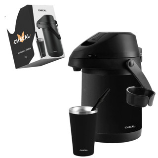 Kit Terere Chacal Garrafa Térmica 2,5L Cuia 200ml Bomba Inox Preto - Lançamento