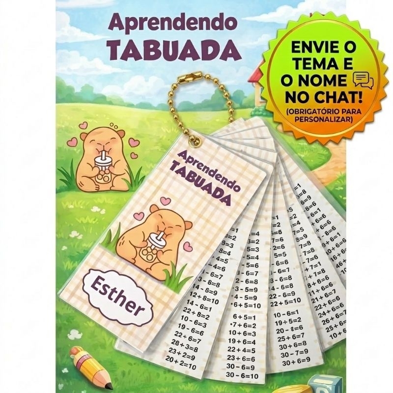 Tabuada Personalizada 4 operações | QUALQUER TEMA