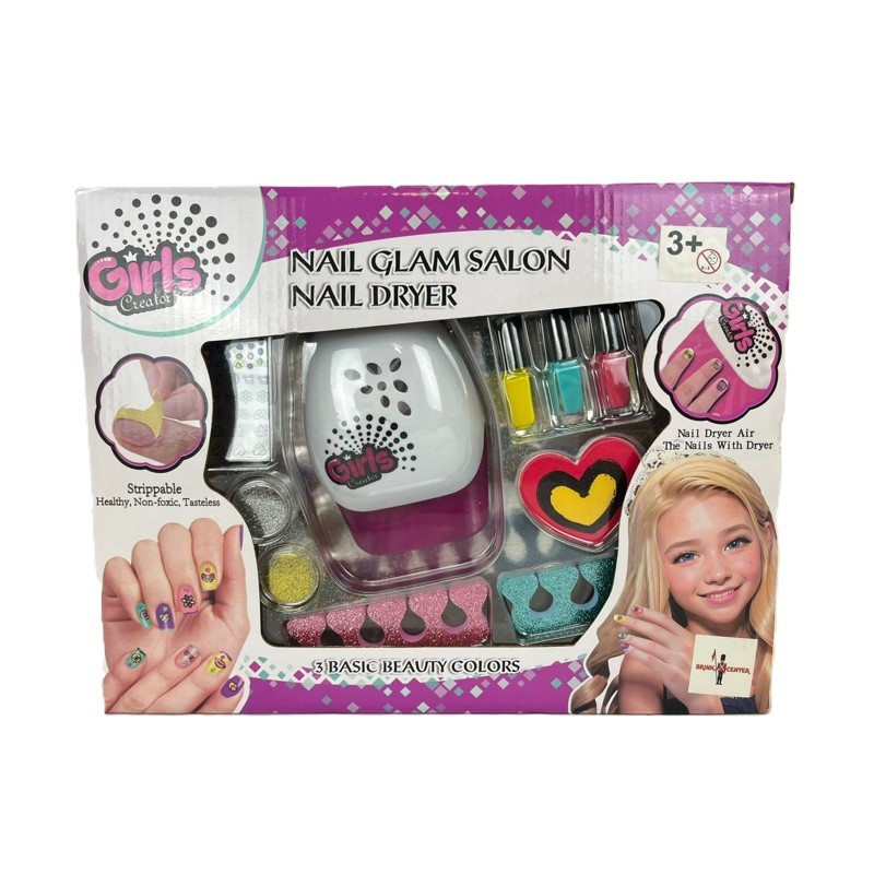 Kit Manicure Infantil com Secador de Unhas e Esmaltes - Brink Center