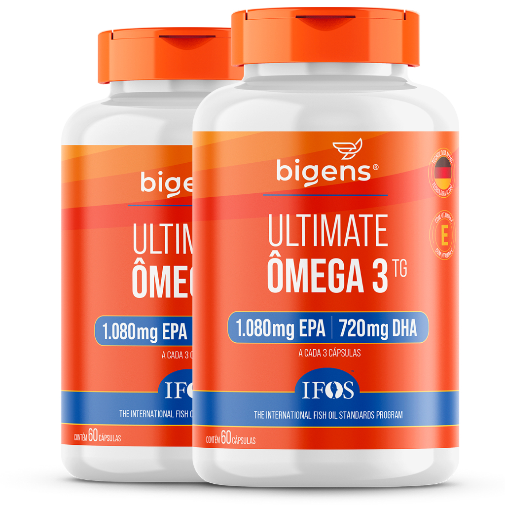 Kit 2x Ultimate Ômega 3 TG, Selo IFOS, 1.080mg EPA + 720mg DHA, 60 caps, Bigens em Oferta na Shopee