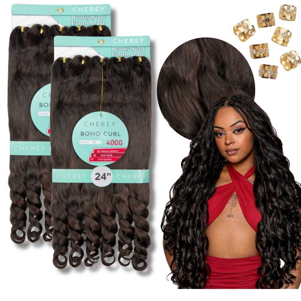 Kit 2 Jumbo Boho Curl Trança Gypsy Braid Crochet 400Gr Premium