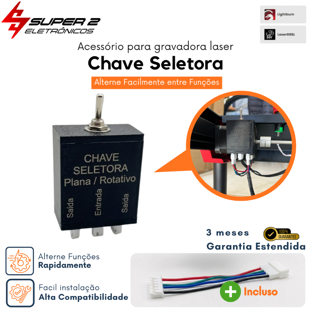 Chave Seletora para Máquina Laser Díodo Plano ou Rotativo – Alterne Fácilmente as Funções
