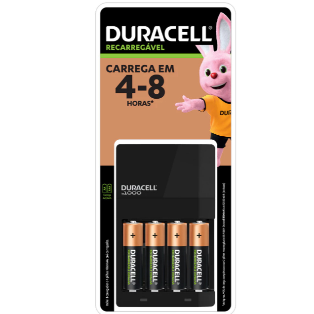 Carregador Duracell com 4 Pilhas Rec AA + 4 pilhas AAA Rec