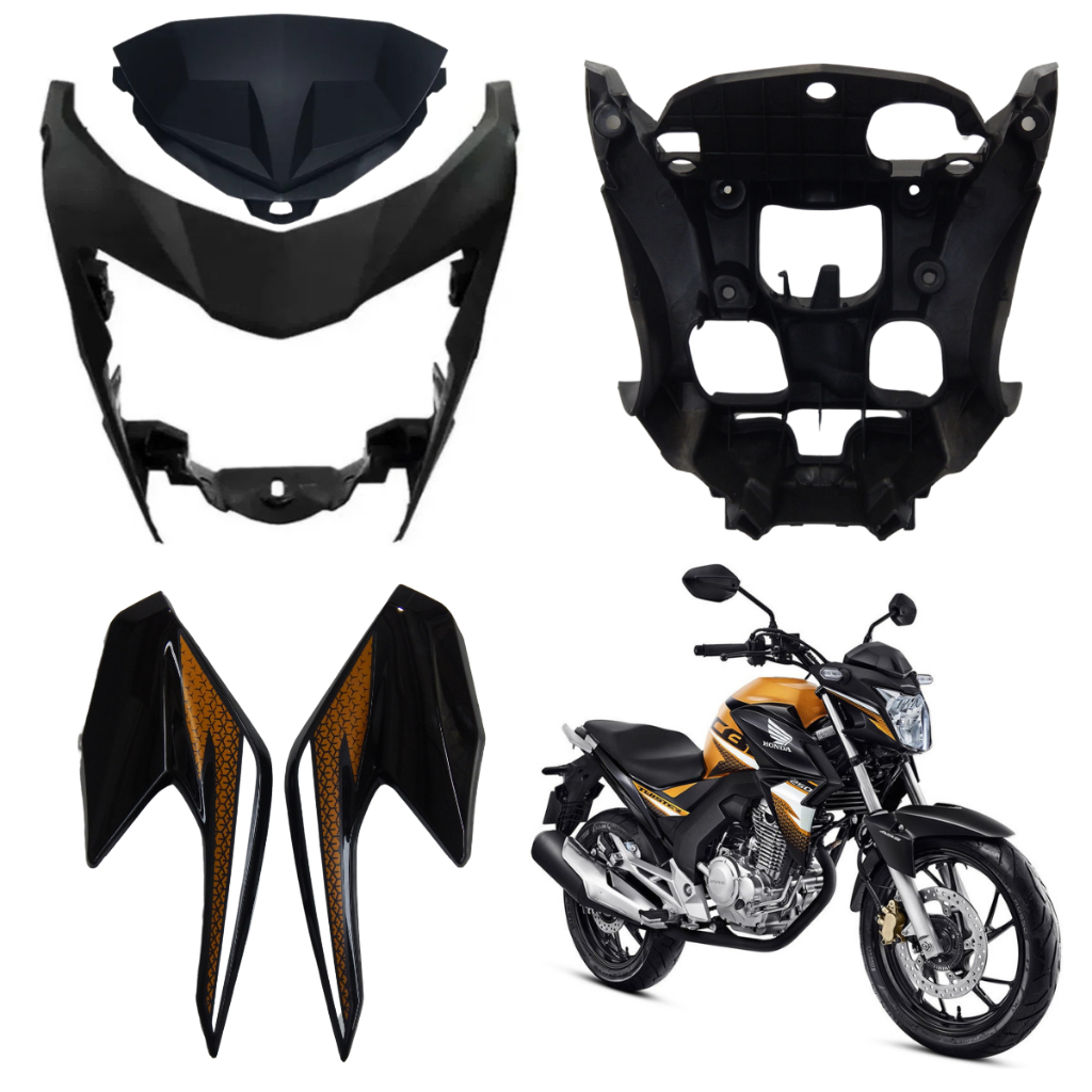 Kit Frontal Cb 250F Twister 2016 / 2022 Máscara do Farol Capa do Painel Par de Bananinha Aranha