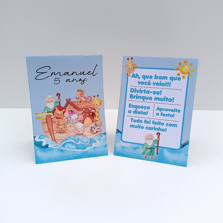 Plaquinha de Agradecimento Arca de Noé Menino l Personalizados l Lembrancinha de Festa l Aniversário