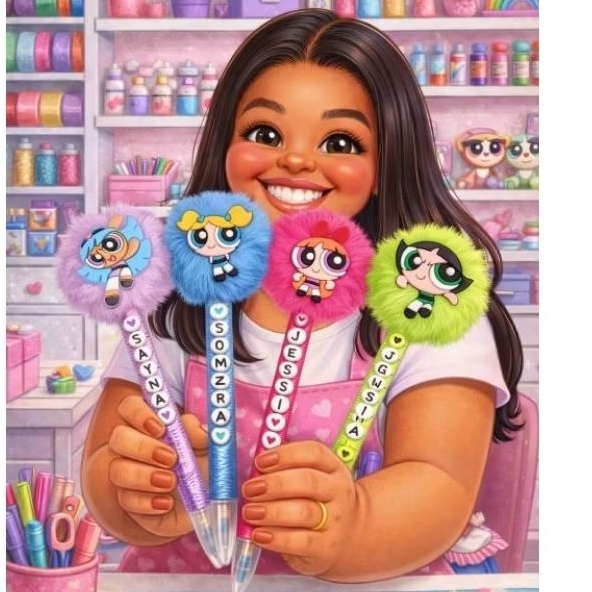 Canetas Personalizadas Meninas Super Poderosas Lindinha Docinho Florzinha Estrelinha Volta as aulas Presente Professores