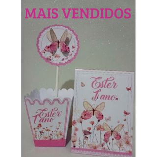 centro de mesa personalizado+ plaquinha/ cachepo kit borboleta / kit 5 a 20 unidades em Oferta na Shopee