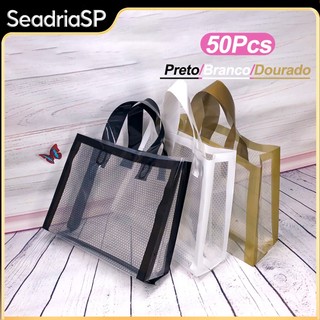Kit 50 Un Sacolas Presente Compras Atacado   PE & PVC Sacos De Compras De Plástico com Alça 32*32cm