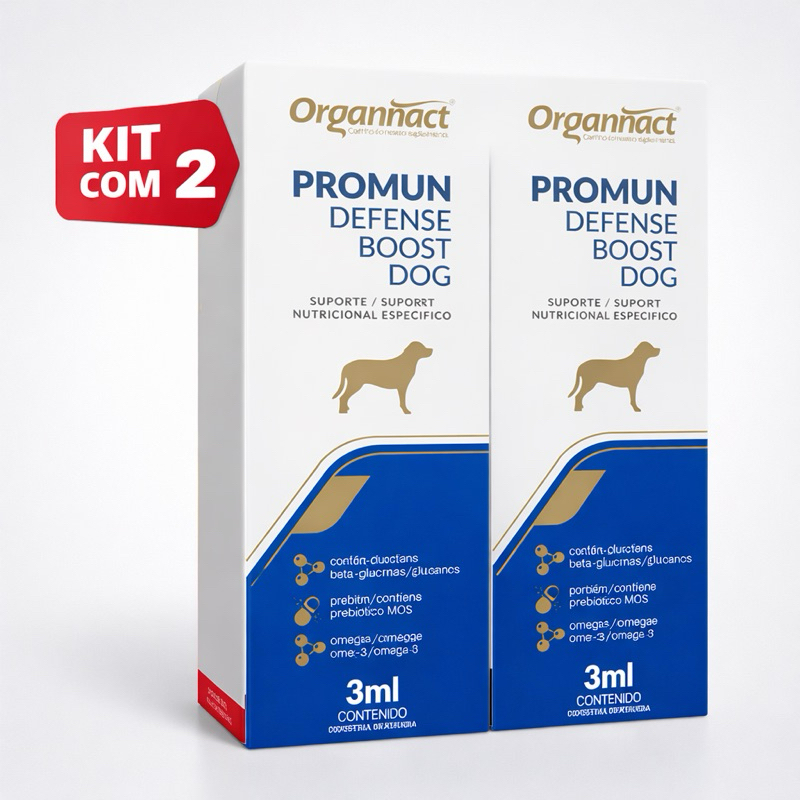 Promun Defense Boost Dog 3ml Kit com 2 | Imunidade Alta para Cães | Beta Glucanos + Ômega 3