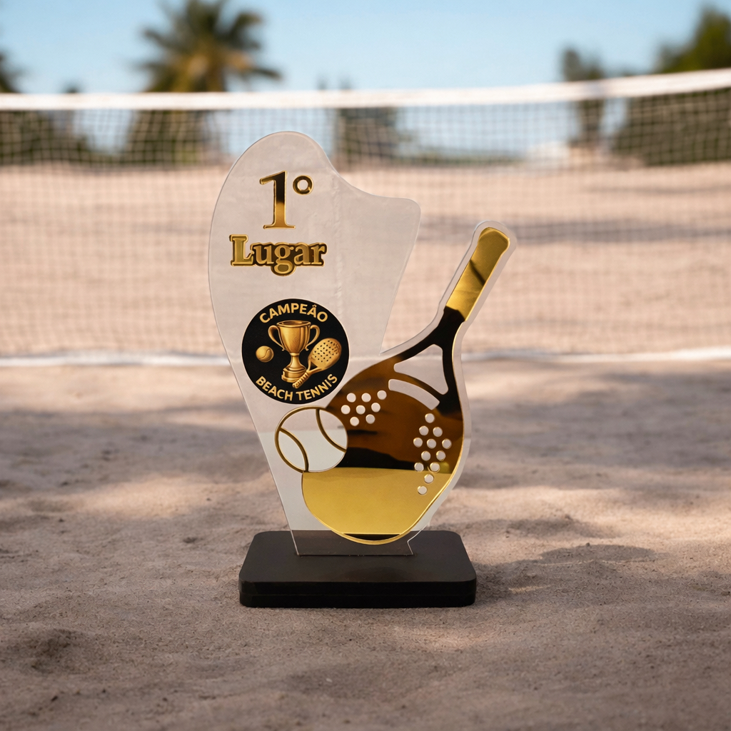 Troféus de Beach Tennis em Acrílico Premiação 1 2 3 lugar