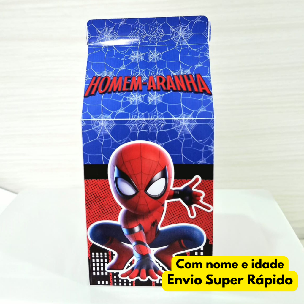 Kit  Caixinha Milk Personalizada para Festa Homem Aranha Lembrancinha Festa Infantil