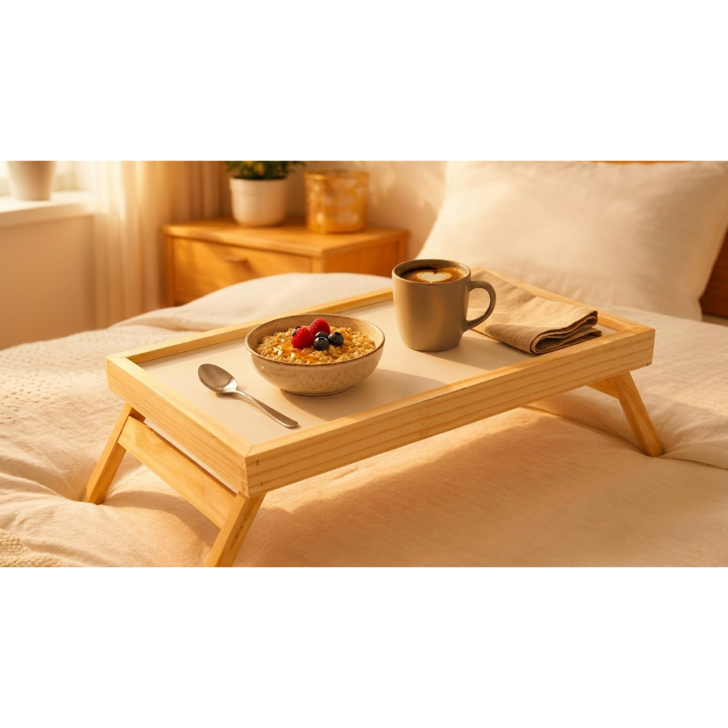 Bandeja Café da Manhã na Cama com Pés Dobráveis | Mesa Portátil para Notebook Celular Multiuso