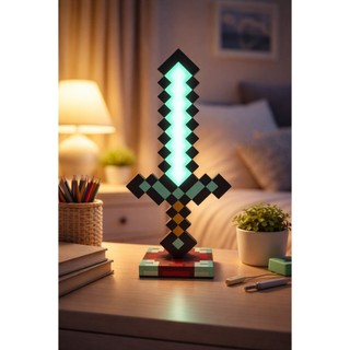 Luminária Decorativa LED Formato Espada Pixelada Recarregável USB Tipo C