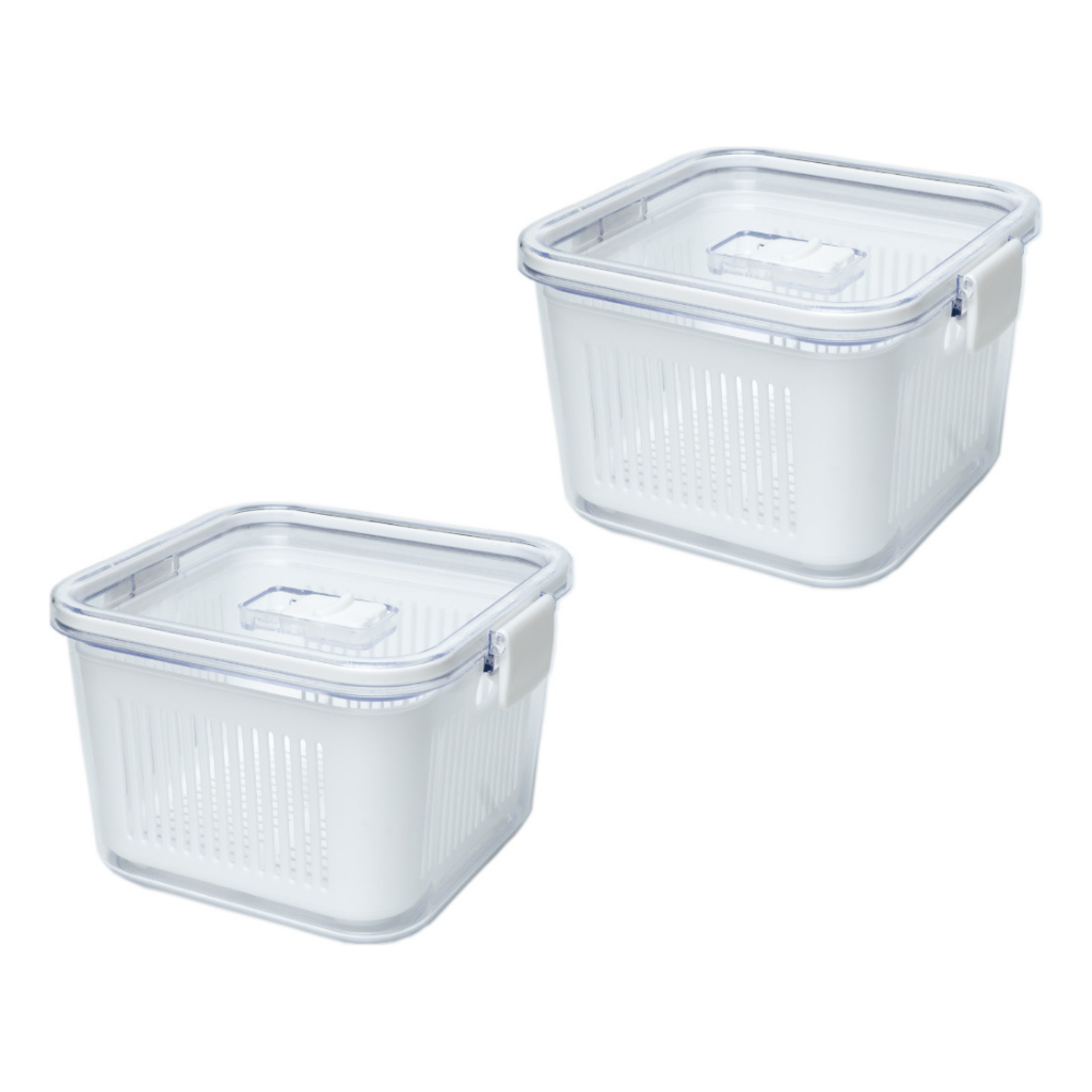 Kit 2 Organizadores Herméticos 1360ml Multiuso Slim Para Geladeira Cozinha Paramount