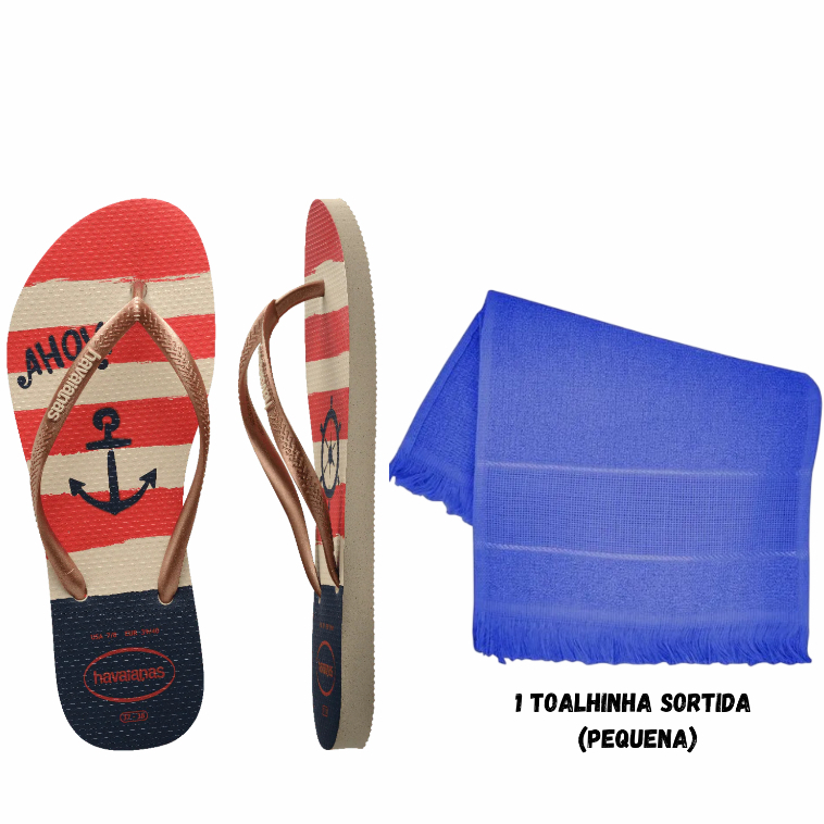 Chinelo Havaianas Slim Nautical Feminino + Uma Toalhinha Sortida