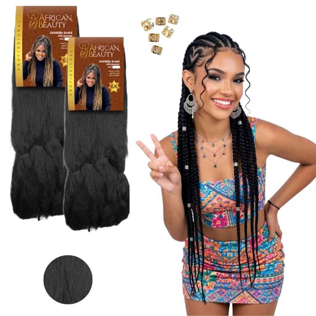 Kit 2 Jumbos African Beauty 400G Tranças e Crochet Braids em Oferta na Shopee