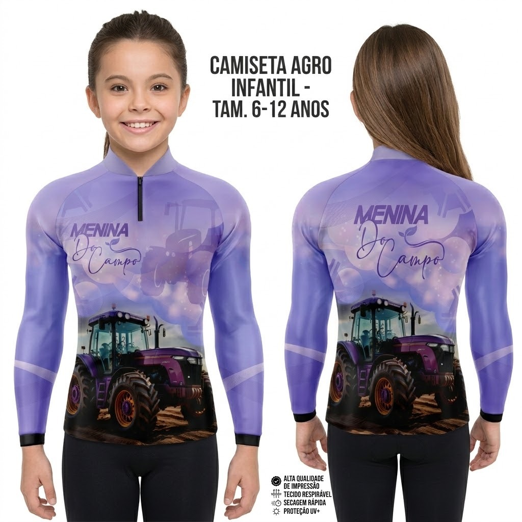 Camiseta Camisa Agro Feminina Menina do Campo Proteçao Uv50+ GLL107 em Oferta na Shopee