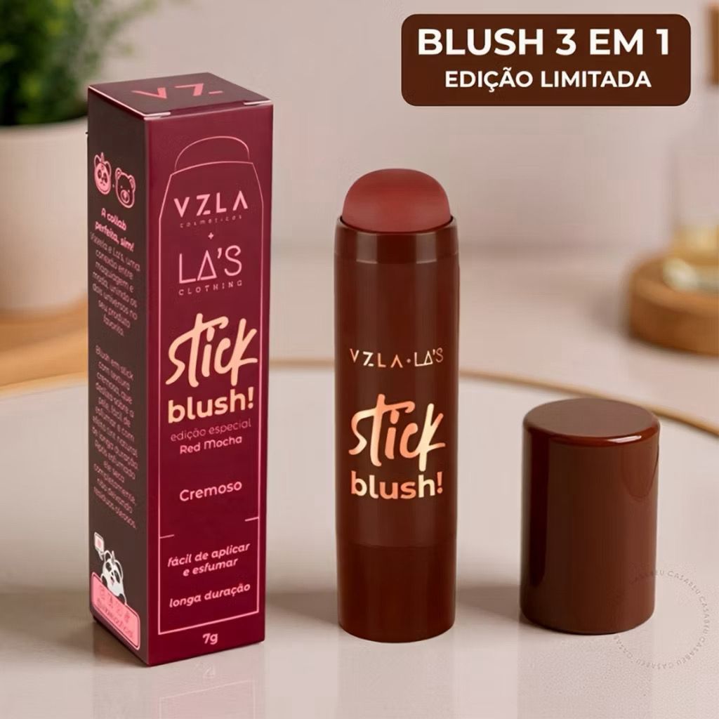 Blush em Stick Vizzela + LA'S Collab Edição Especial Cor Red Mocha Cremoso Longa Duração 7g Original