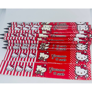 25 lembrancinha lápis personalizado para festa infantil Hello Kitty Vermelho em Oferta na Shopee