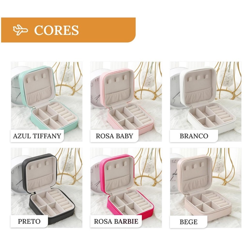 Completo Porta Joias OrganizeSuas Joias Estojo Viagem para ColarBrinco Anel Presente-Q1