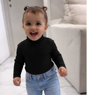 Blusa Gola Alta Manga Longa Infantil Menina 2 Ao 10 em Oferta na Shopee