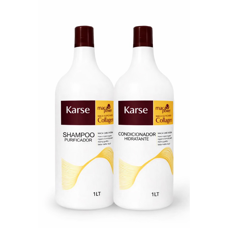 Kit Shampoo Purificador + Condicionador Hidratante Karse Maca Power Collagen 1L em Oferta na Shopee