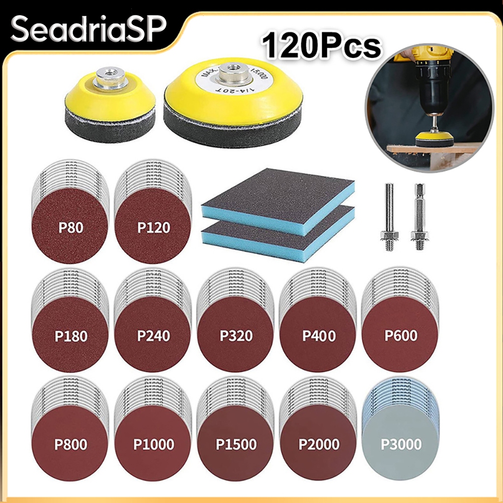 120 Pcs Conjunto Disco De Lixa De 3 Polegadas Com Almofadas