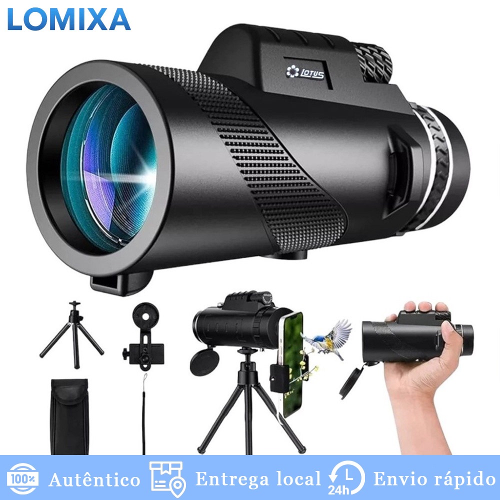 Imagem Telescópio Monocular para Celular 50x60 Compatível com Smartphones Uso Externo