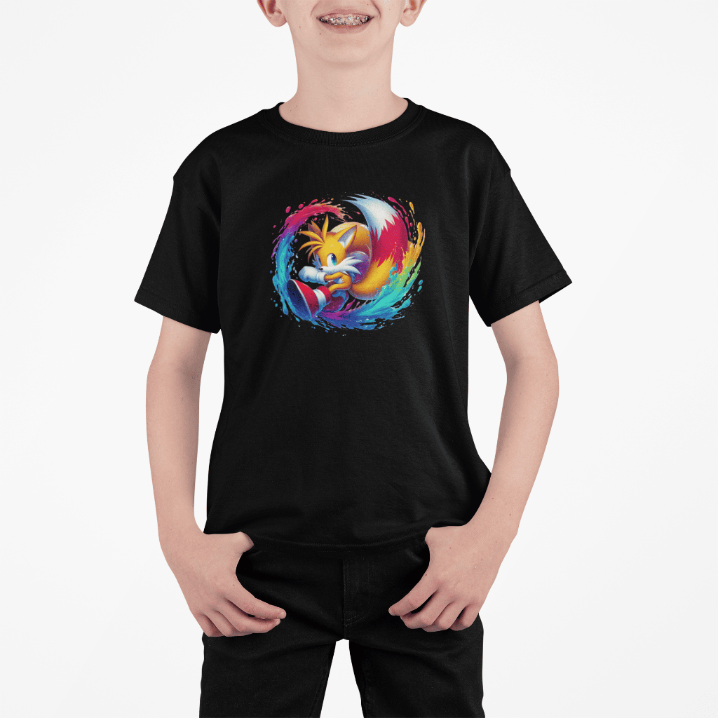 Camiseta Infantil 100% Algodão Confortável para Crianças Modelo: Tailss Personagem Videogame - Novidade Especial