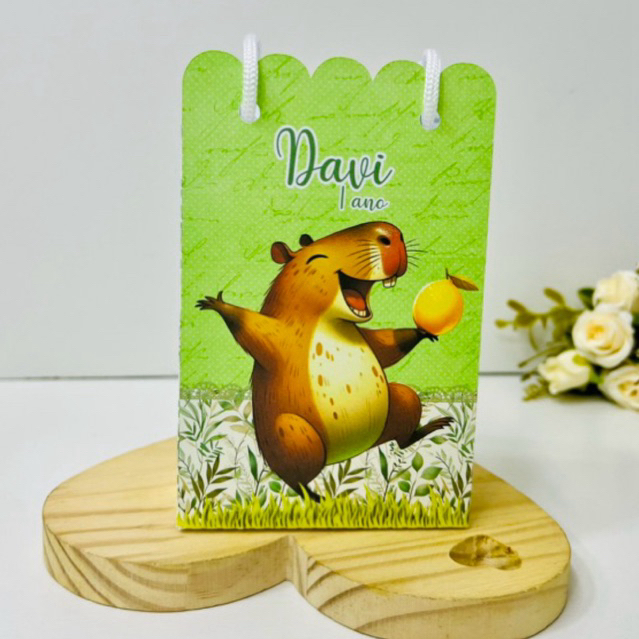 Sacolinha Personalizada-Tamanho P- CAPIVARA-PEGUE E MONTE- Lembrancinha Personalizada- Aniversário-Kit festa- Sacola