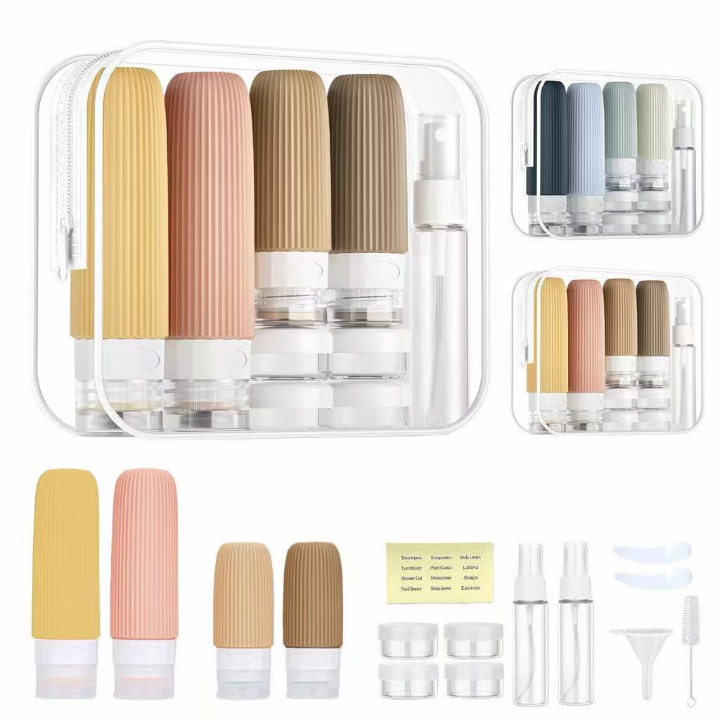 kit 15 peças para viagem  necesser frascos potes e acessórios-6414