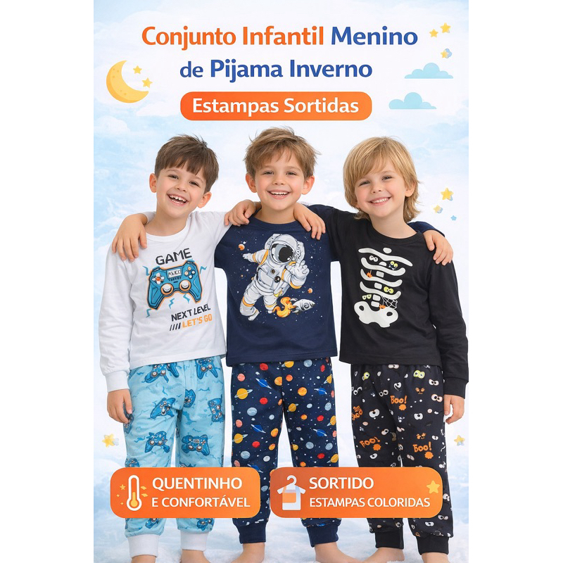 Kit Conjunto Infantil Sortido Menino Inverno Barato Promoção
