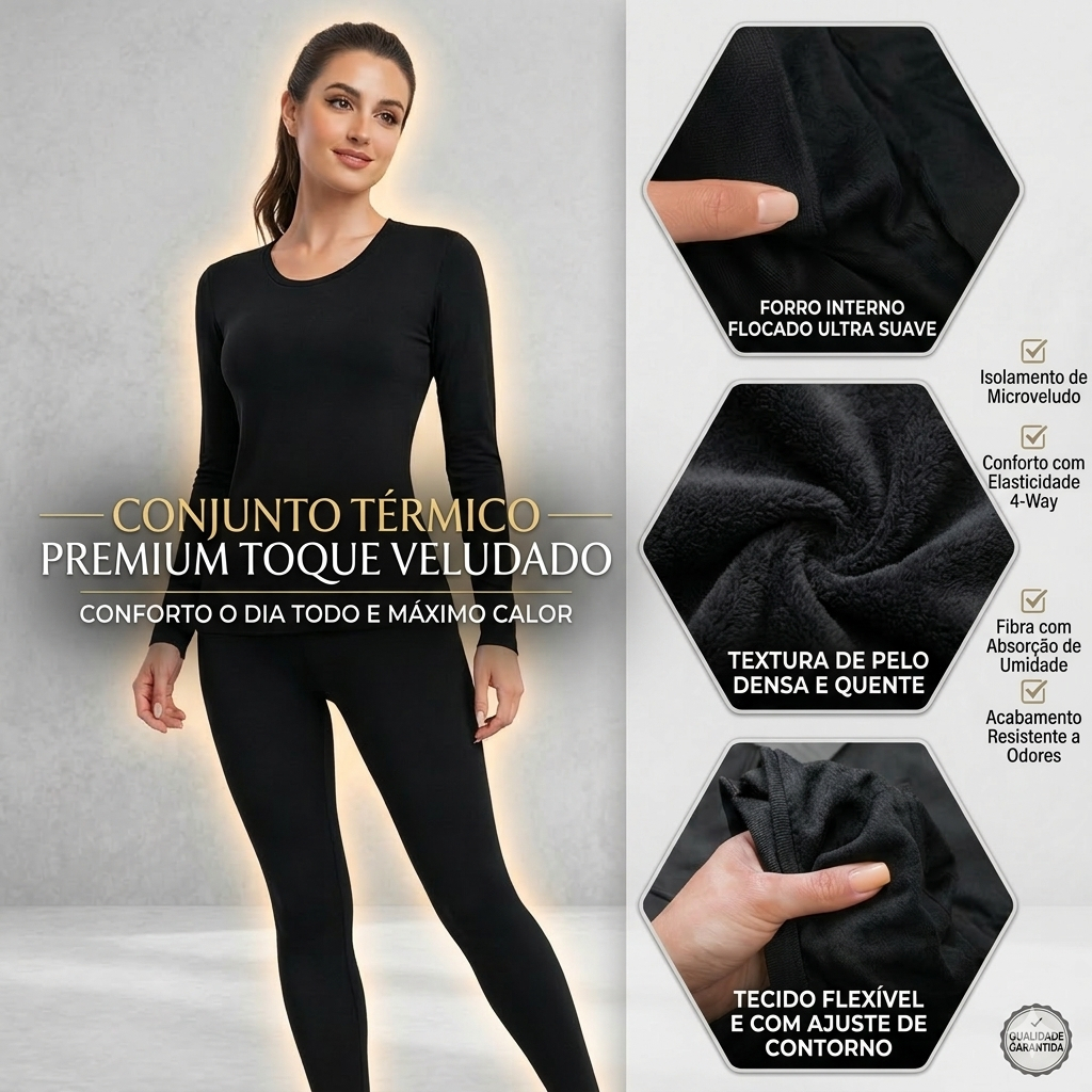 Kit Térmico Isolante Quente Forrado Inverno Segunda Pele Premium