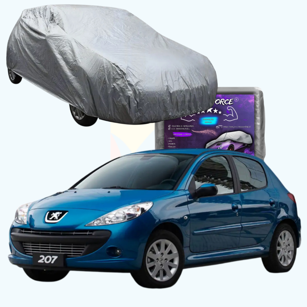 CAPA PARA COBRIR CARRO PEUGEOT 207 2008 A 2015 XR X-LINE XS XS PREMIUM QUIKSILVER IMPERMEÁVEL COM FORRO E SEM FORRO;