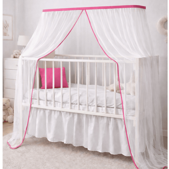 Mosquiteiro Tule Para Mini Berço De Bebê Com Viés Em Volta